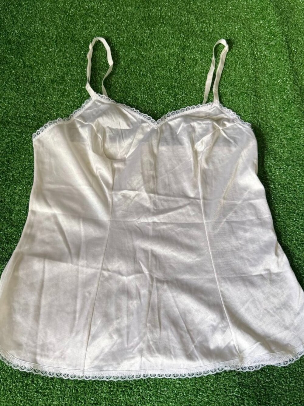 Vintage Vanity Fair White Antron Nylon Camisole Lingerie Made in USA Size 36
